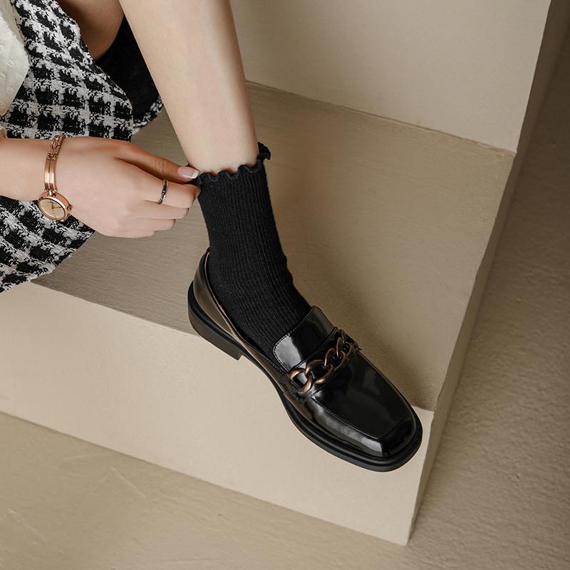 Fashion 2025 New Spring split Leather Women Shoes Casual Slip-On Loafers Round Toe Shoes Woman Zapatos De Mujer Women Platform Shoes