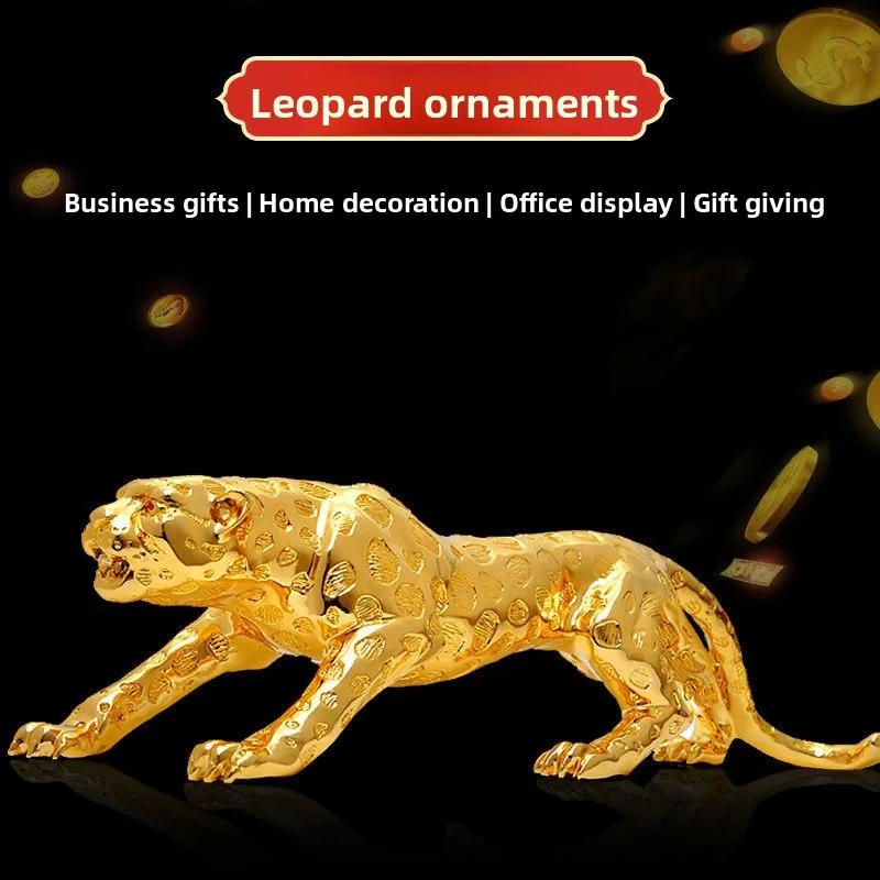 Lucky Leopard Decor Ornament for Office Living Room TV Wine Cabinet Decoration Opening Gift Leopard Mascot Home Decor Figurine