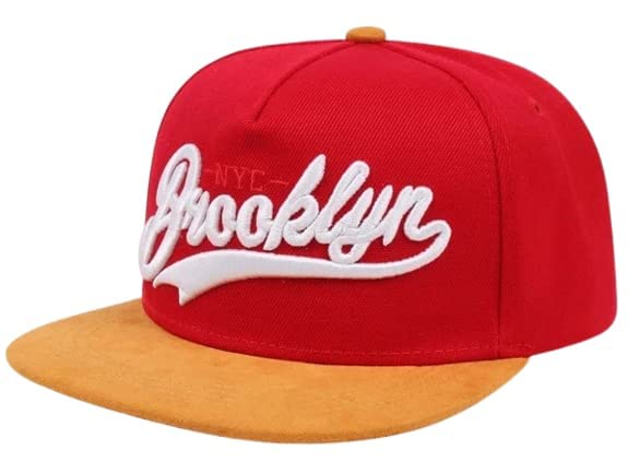 Sproutsy Snapback Cap, Korean Brooklyn Hip Hop Skater Flat Cap, Baseball Cap, Straight Cap, Popular for Men (Red)
