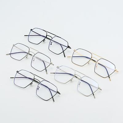 High-Quality Retro Metal Double-Beam Myopia Glasses Frame Women Can Be Equipped With Degree Anti-Blue Plain Flat Glasses