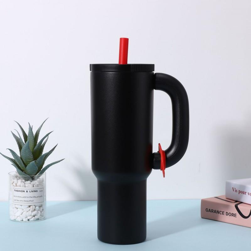 Tazza da viaggio termica in acciaio inossidabile da 1200 ml con manico a cannuccia per auto, sport all'aperto, ufficio