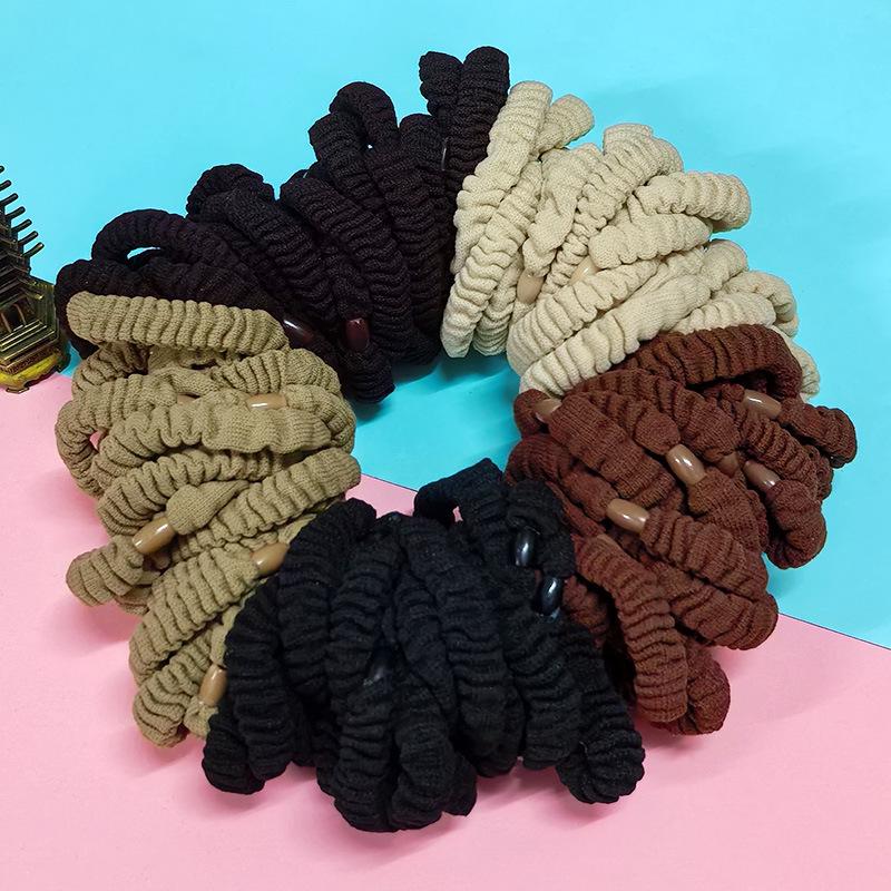 High Elastic Korean Style Hair Ties with Round Beads - Durable, Thickened Rubber Band Hair Accessories for Women