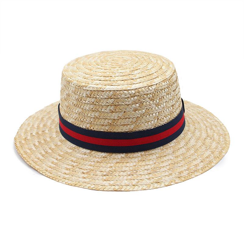 Spring And Summer Big Eaves Wheat Pole Braid Flat Top Flat Edge Straw Hat Women'S Sunshade Shape Natural Grass Top Hat Tide