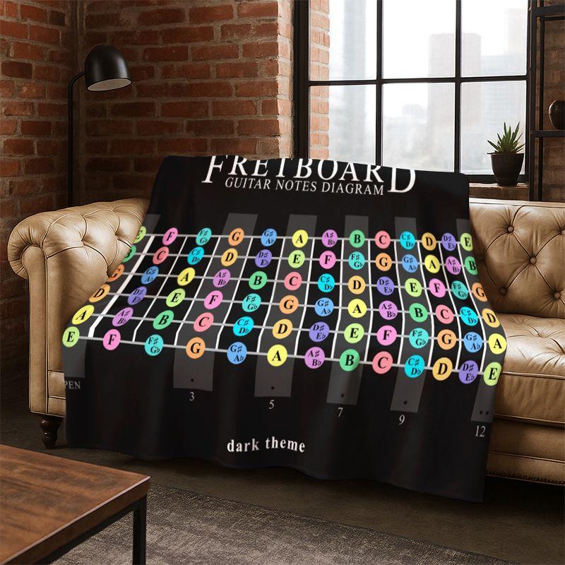 Music Theory Chart Guitar Chords Flannel Blanket Soft Warm Throw Blanket for Bedroom Living Room Bed Travel Camping Picnic Gift