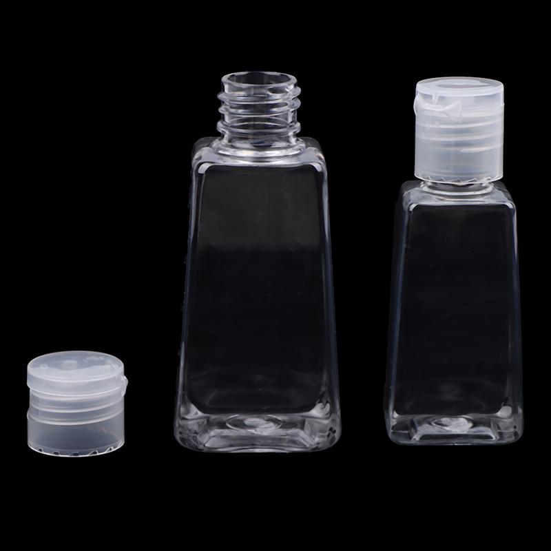 10Pcs 30/60Ml Trapezoidal Plastic Hand Sanitizer Bottles Dispenser Transparent Gel Reffillable Bottle Container With Filp Cap