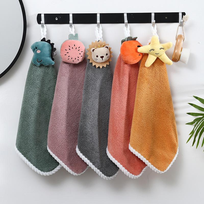 Children's Small Square Towel Cartoon Hand Towel Small Square Towel Hanging Type A Face Towel Kitchen Towel Water-absorbing Kitchen