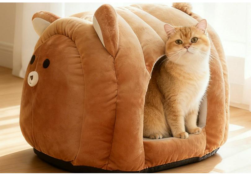 Plush Winter Bed for Small and Medium Pets - Cozy Sleeping Nest for Bichon and Teddy