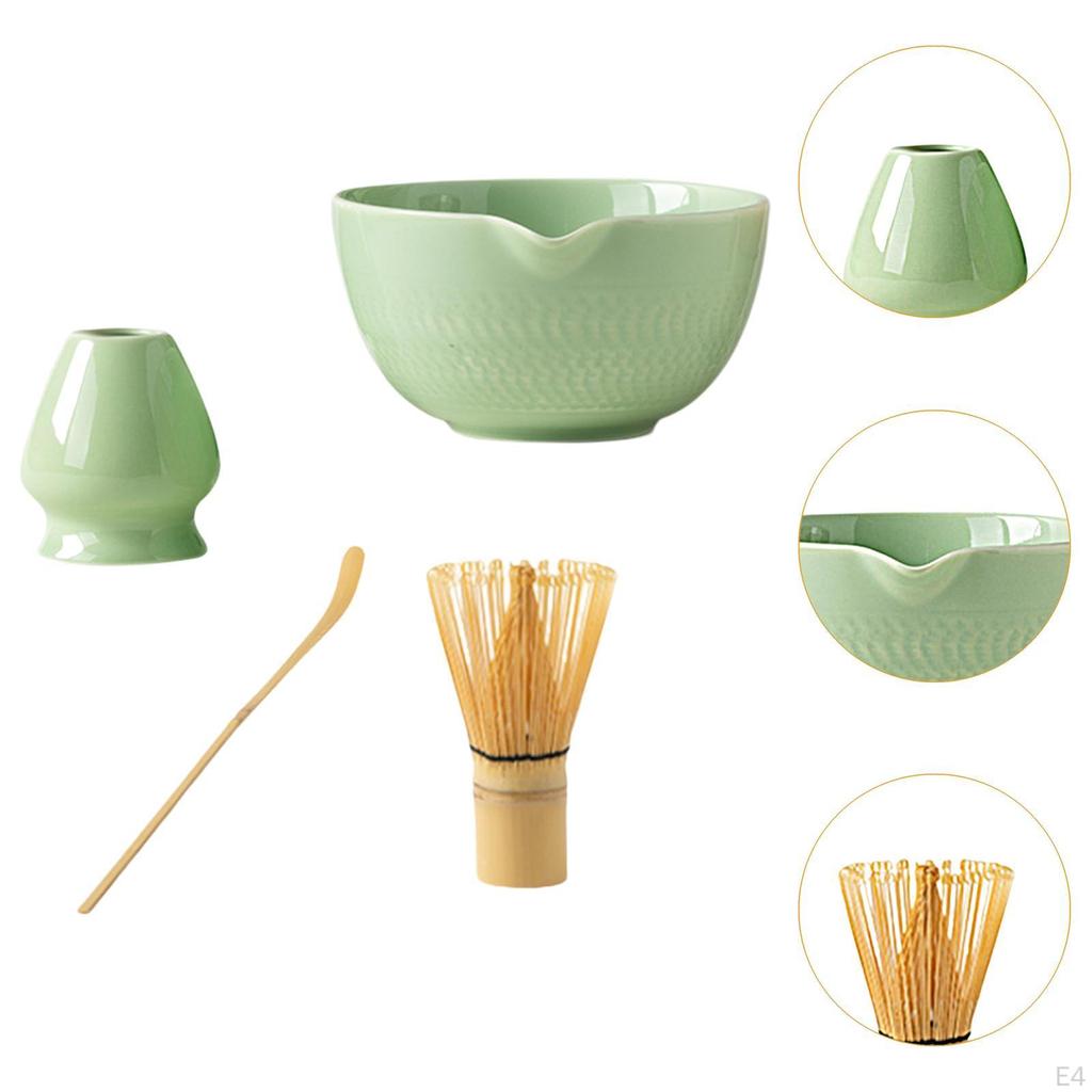 Matcha Preparation Kit Featuring Bowl, Spoon, and Bamboo Whisk Accessories