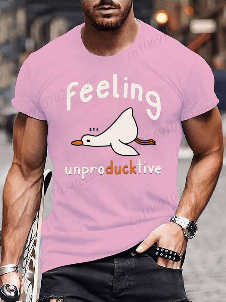 Feeling Unproduckive Shirts for Men Funny Lazy Goose Tshirts Harajuku Fashion Tshirt Loose Men Summer T Shirt Casual Clothing
