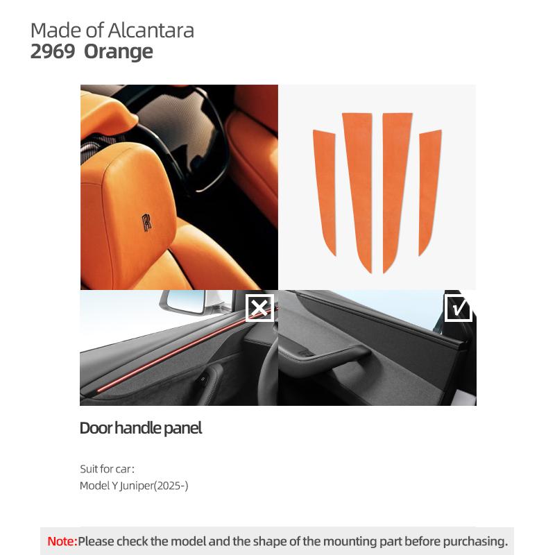Betterhumz For Tesla Model Y Juniper 2025- Made of Alcantara Door Strip Decoration Trim Stickers Car Interior Tuning Accessories