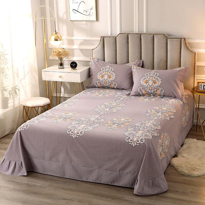 Three-piece Set of Pure Cotton Brushed Warm Sheets and Pillowcases for Double Student Dormitory Bed Set
