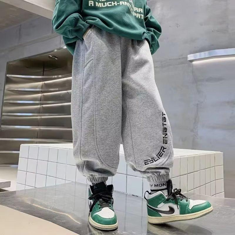 

Брюки для мальчиков весна-лето-осень Брюки для детей и подростков Тонкие детские спортивные прямые брюки Модные брюки с тремя полосками Модные 170 серый