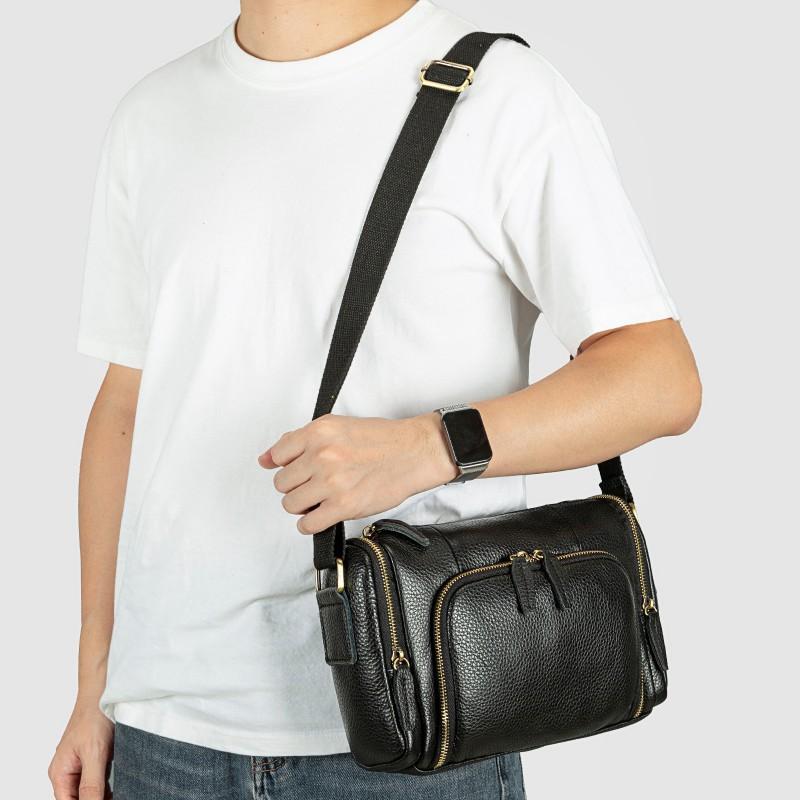 Retro Crazy Horse Leather Men s Crossbody Bag Soft Handheld Shoulder Multi Functional Versatile Casual