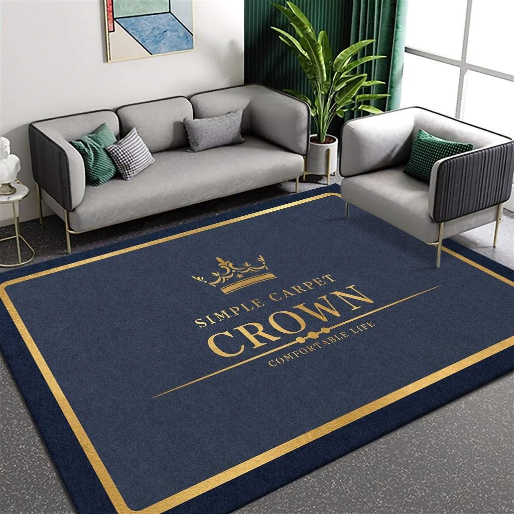 Moderner Luxus Geometrisches und Kronenmuster Teppich Rutschfest Weiche Bodenmatte Tisch- und Stuhlmatte Couchtischmatte für Heimdeko