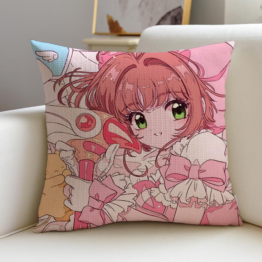 Magical CCardcaptor SakuraS Cushion Cover Breathable and skinfriendly linen pillowcase square removable and washable cushion