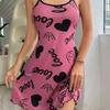 European Printed Spaghetti Strap Dress - Sexy Nightgown Homewear Pajamas