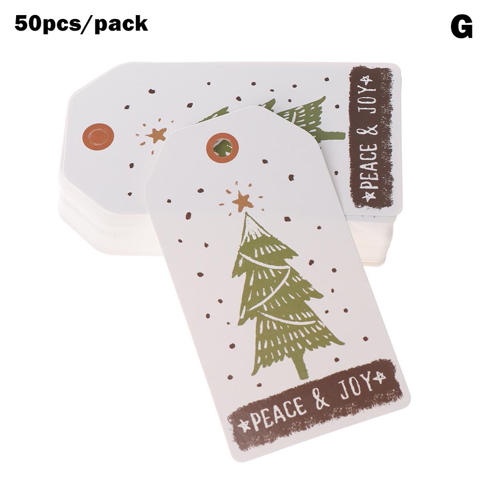 50PCS Merry Christmas DIY Kraft Tags Labels Gift Wrapping Paper Hang Tags Santa Claus Paper Cards Xmas Party Supplies