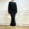 Women's Retro Knit Skirt Set: Fishtail Long Skirt & Pullover (Autumn/Winter 2026)