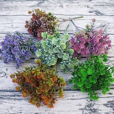 28 Heads Succulents Artificial Plants Fall Fake Leaves Plastic Plants for Garden Wedding Decoration