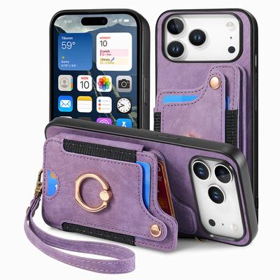 RFID Magnetic Wallet Ring Holder Card Solt Leather Case  For iPhone 17 Pro Max 16 15 Plus 14 13 12 11 17Air 16E Bag Stand Cover