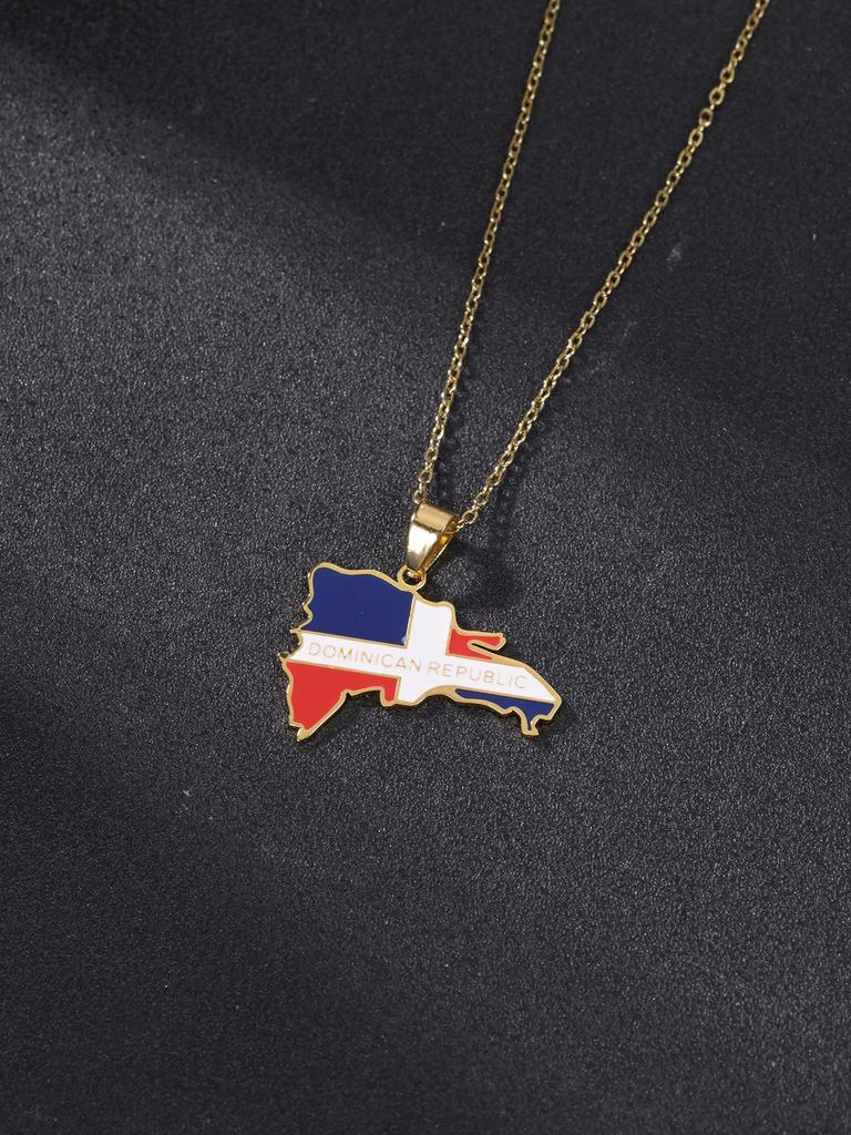South America Map Necklace: Venezuela, Dominica, Paraguay Stainless Steel Pendant