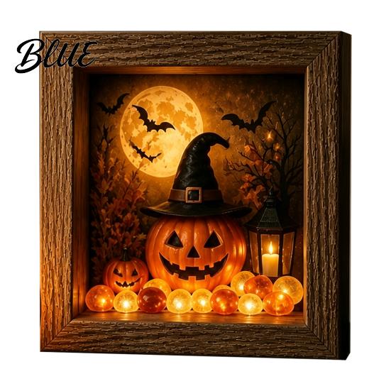 Unique Halloween Gifts Lighted Frame Ornaments Light Up Shadow Box Warm Ornaments Atmosphere LED Lights for Home Living Room Bedroom Decor
