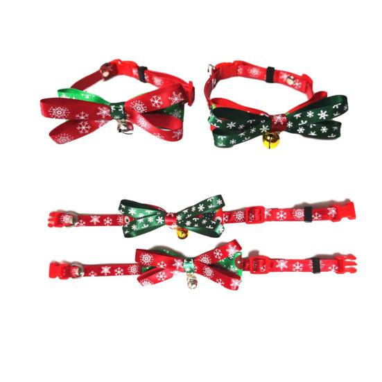 Christmas Cat Dog Collar Bow Tie Gift Adjustable Bell Neck Strap Pet Supplies