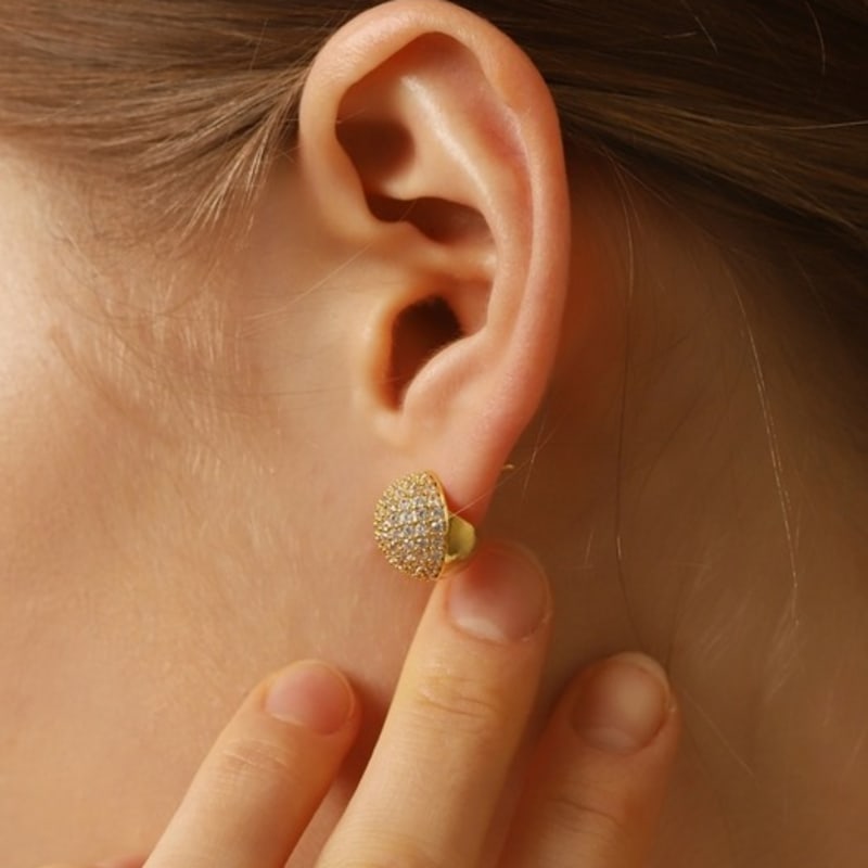 

ozel Mirror Ball 13mm Cubic Post Earring PB142E White Gold