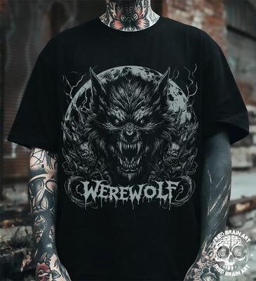 Horror Werewolf T-Shirt: Moon Background Lycanthropy Tee