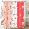 Stylish Bath Curtains with Autumn Leaves Design Set of 3 for Home Bathroom Decor in Pink, White Red Floral Pattern.