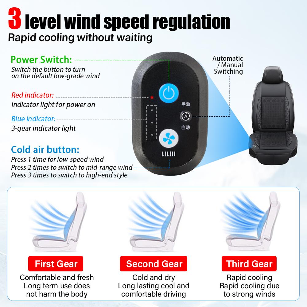 DC 12V 3D Spacer Car Summer Cool Air Seat Cushion With 16/20/24Fan Fast Blowing Ventilation Seat Cooling Pat Refrigerated Seat