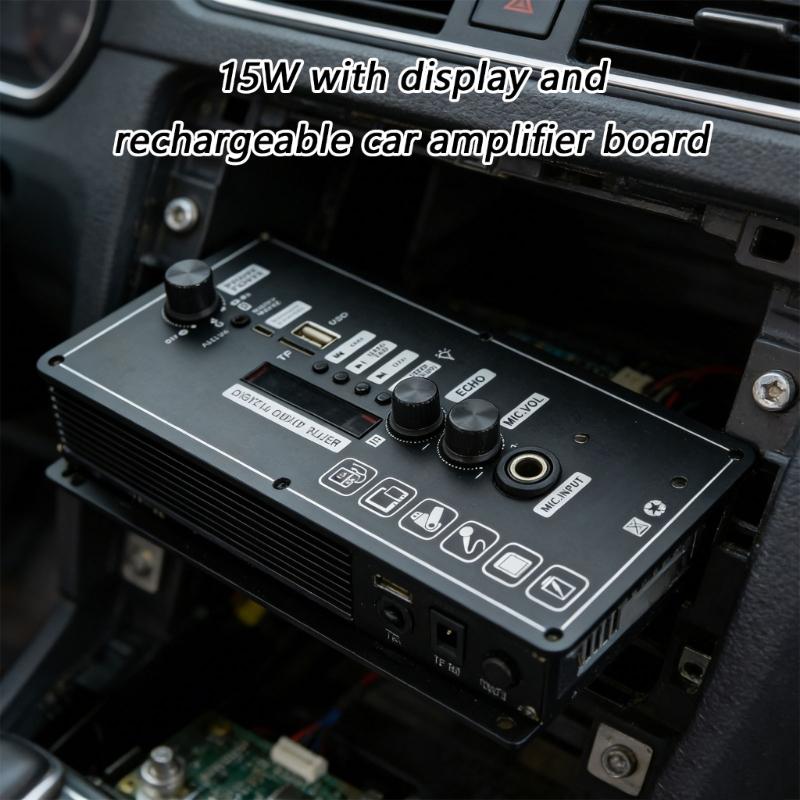 15W LCD Display Bluetooth-compatible Sound Amplifier Board Rechargeable Battery Support USB Charging USB Inputs for Car Home