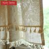 1PC Nuan Series Cotton Linen Double-layer Short Curtain Tassel Edge Partition Curtain for Kitchen Living Room Bedroom Cupboard Home Decor
