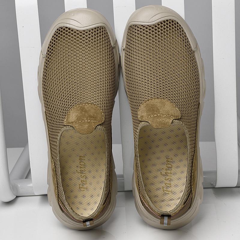 Best Seller Men's Summer Mesh Flats Quick-Dry Comfortable Beach Shoes Non-Slip Sole Wading Aqua Shoes New All-match Male Sandals