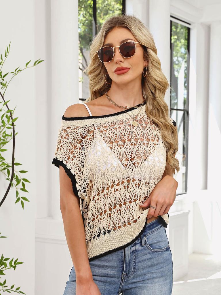 Summer Hollow Out Cardigan New Commute Knit Top Vest Sleeveless Sweater