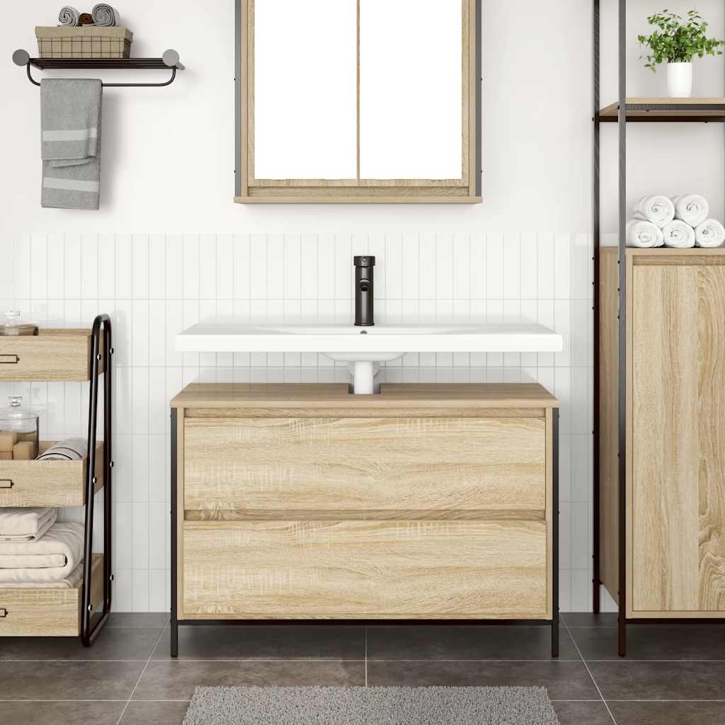 Washbasin Cabinet with Drawers Sonoma Oak