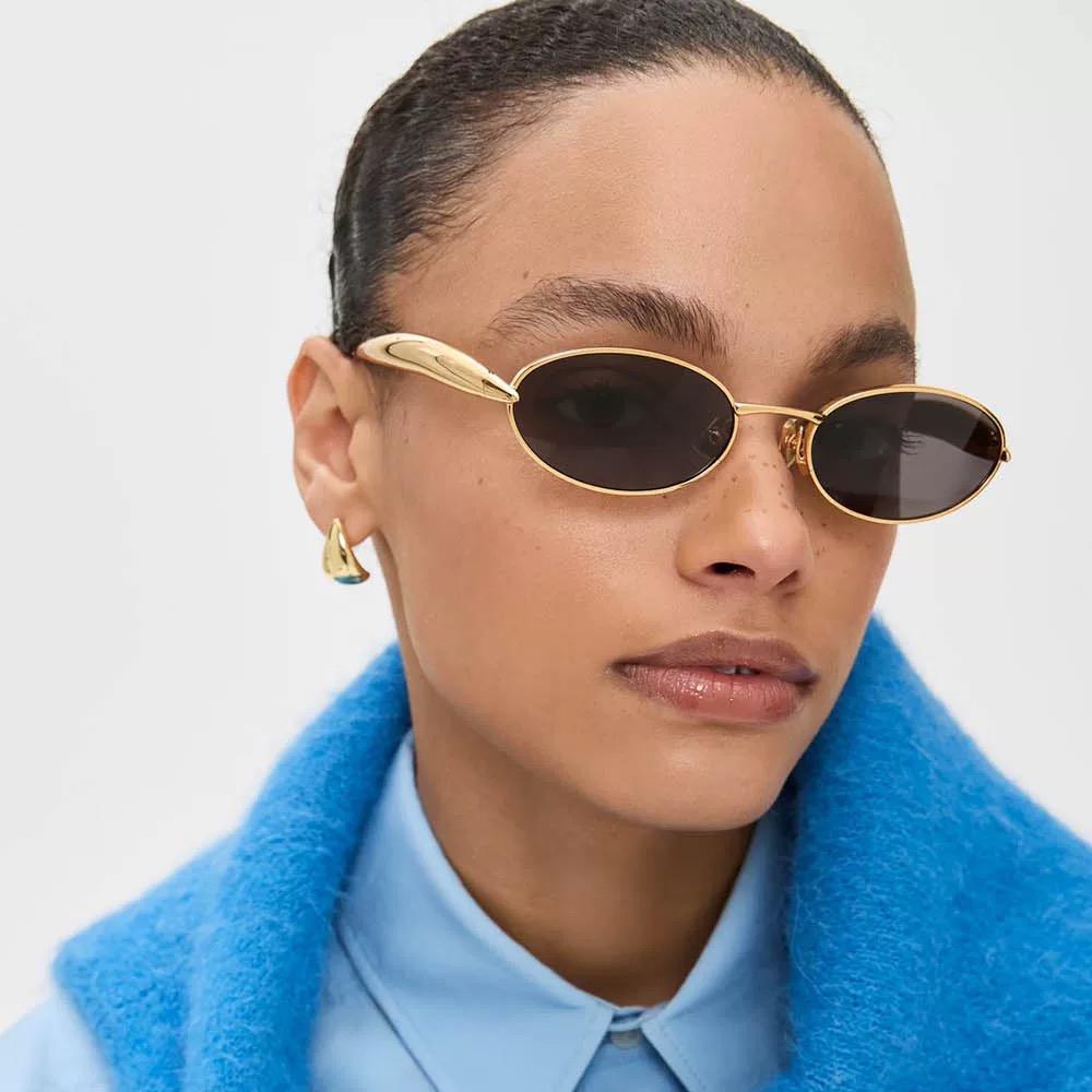 Oval Small Frame Sunglasses Women For Men Vintage Sun Glasses Luxury Brand Designer Punk Popular Metal Shades Uv400