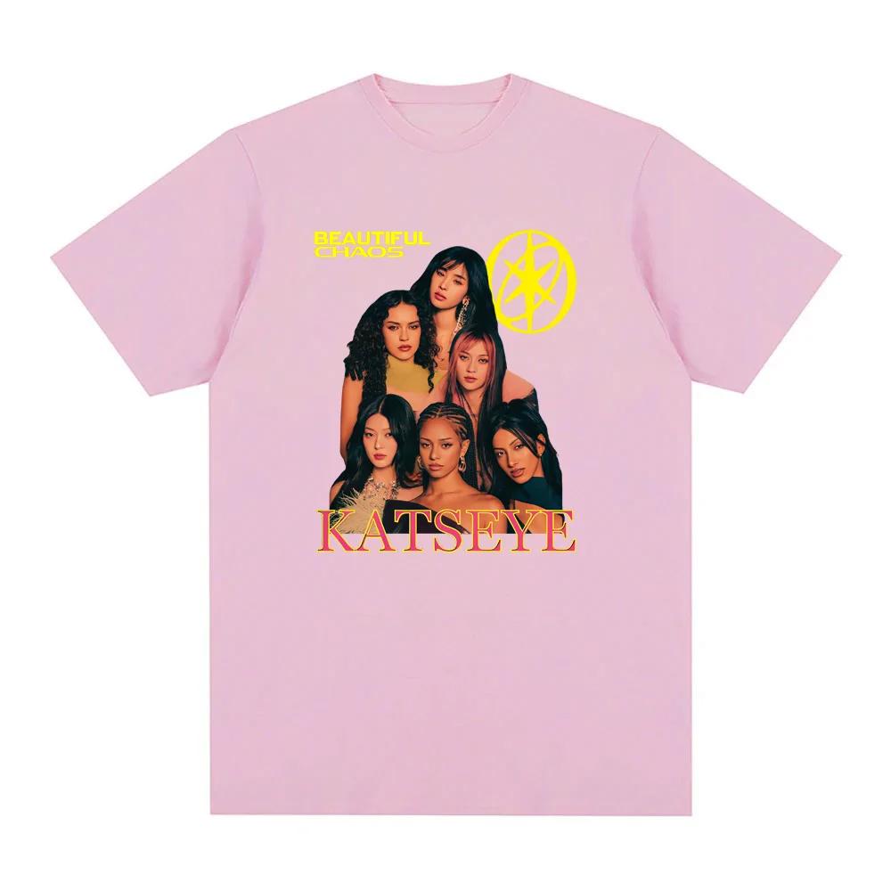 K Pop Tops Katseye Merch Touch Illustration Rock and Roll Hip-hop Rap Top High Street Sporty Casual T-shirt Men's Women's Couple
