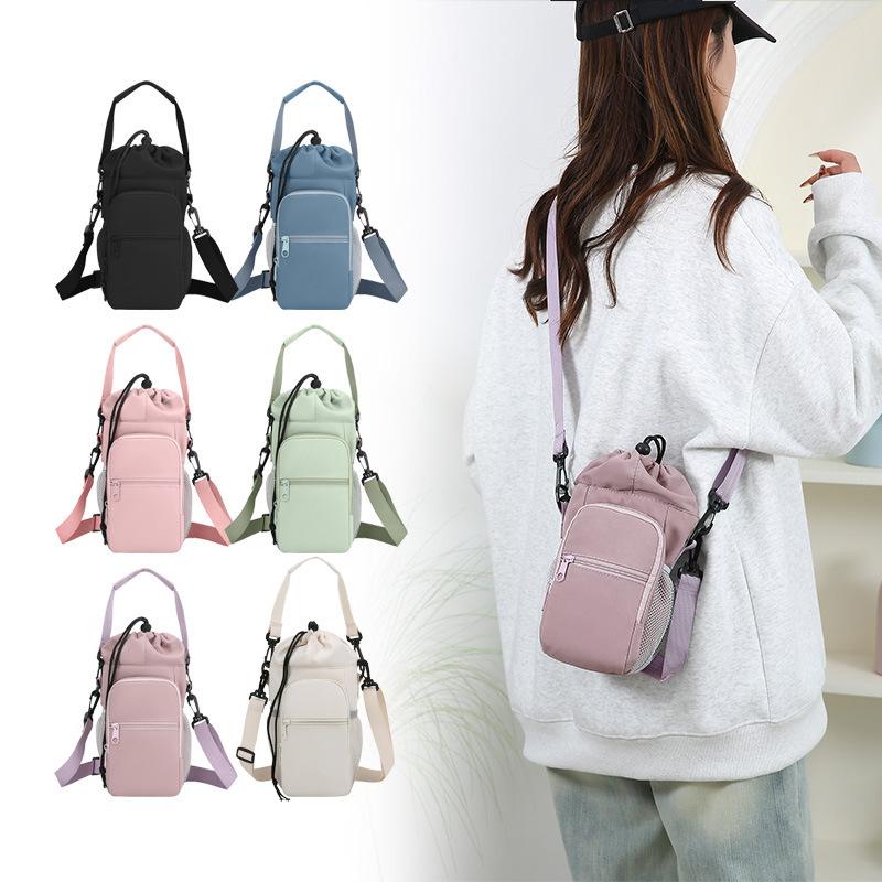 1Pc New Travel Water Cup Bag Multifunctional Outdoor Mobile Phone Shoulder Crossbody Bag Stylish Portable Drawstring Portable Bucket Bag