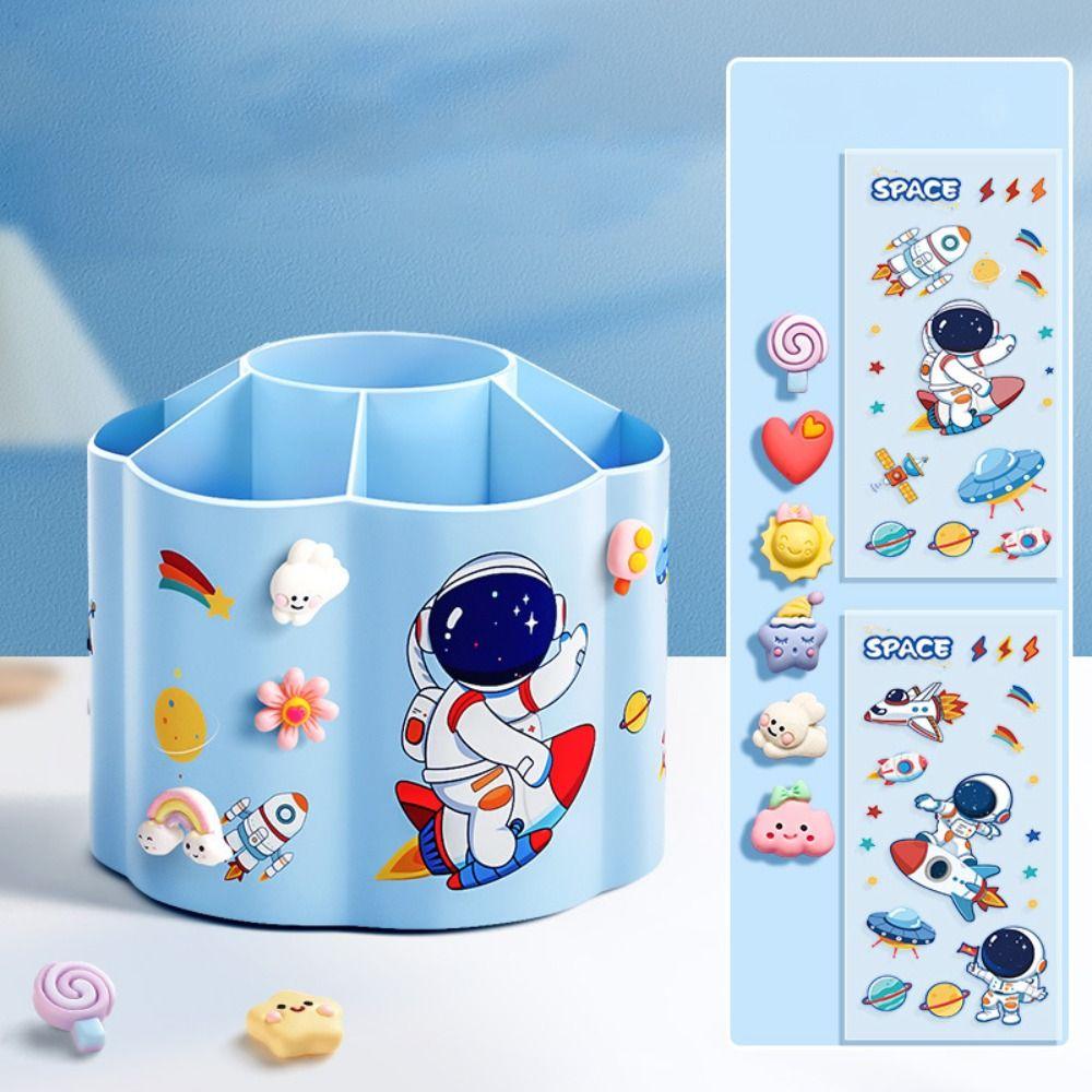 Plastic Pen Holder 360 Degrees Rotating Pencil Storage Box Stationery Pen Barrel  School Office