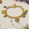 Stylish Multi Charm Bracelet Multi Pendant Bracelet with Flower and Heart Details Elegant Wrist Chain Jewelry