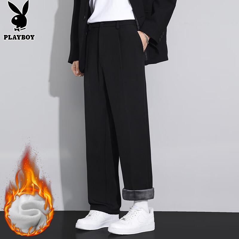 

PLAYBOY Men s Fleece-Lined Straight-Leg Casual Trousers 3XL