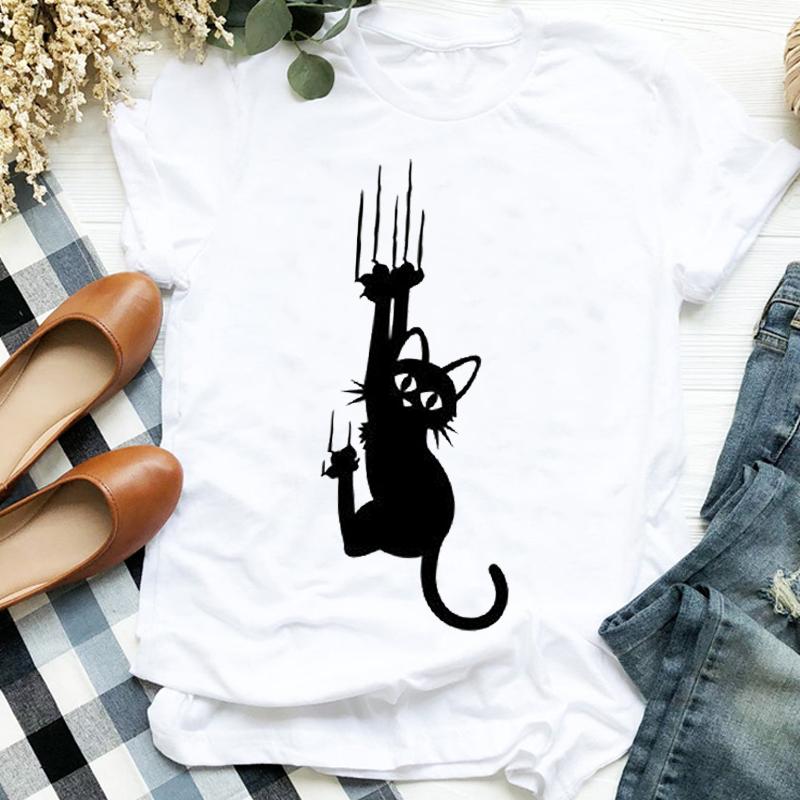 Women Lady Casual Cat Letter Funny 90S Style Cute Print Shirt T Tee For Womens Clothes
