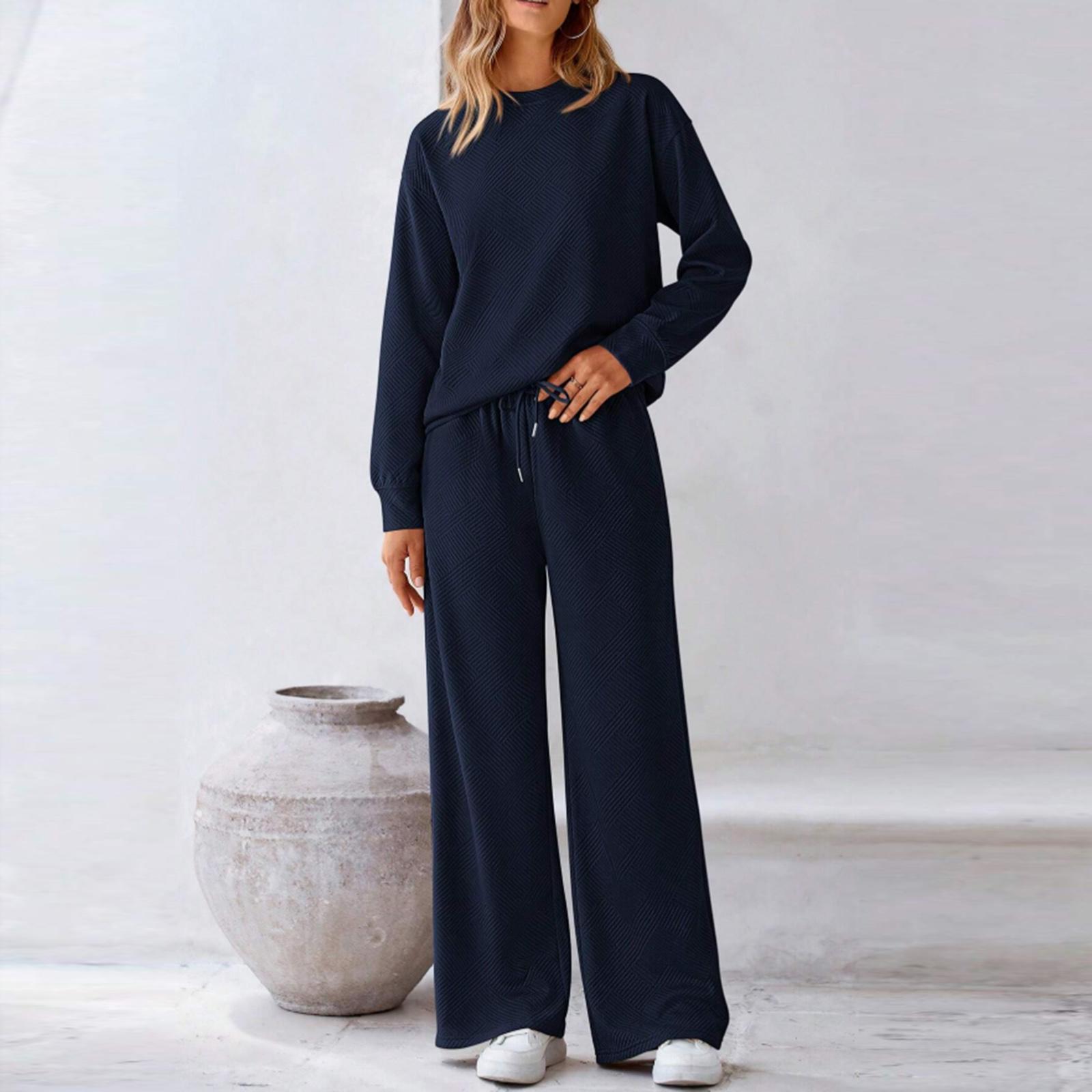 

Женский модный повседневный текстурированный цветной спортивный костюм на кулиске XXL