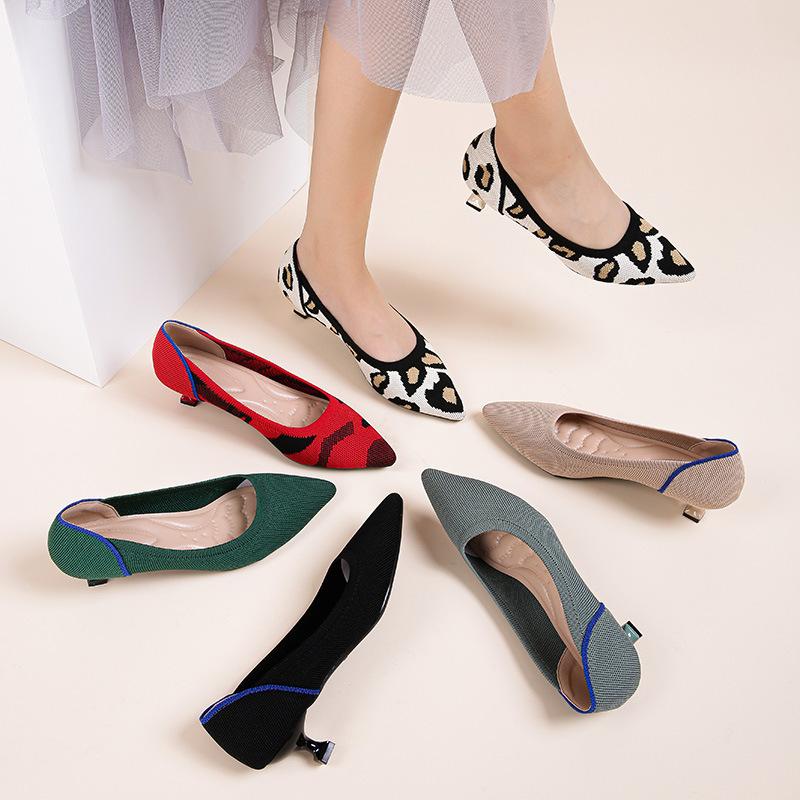 Pointed head shallow mouth single shoes women's autumn new flying woven temperament women's shoes stiletto high heels