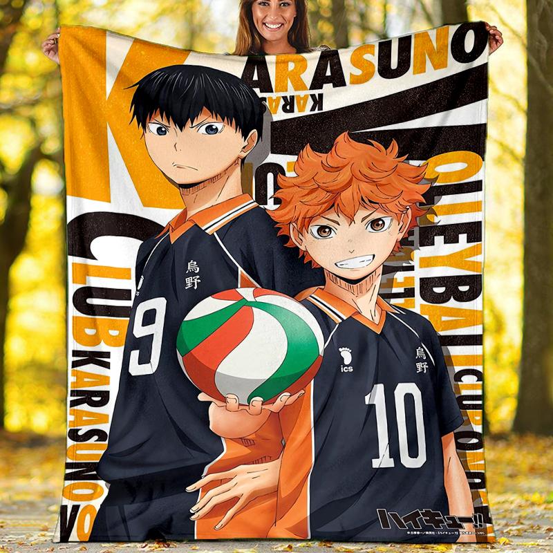 Haikyu Theme Printed Blanket - Perfect for Couch, Bed, Travel & Outdoor Use | Machine Washable, Cozy & Durable.