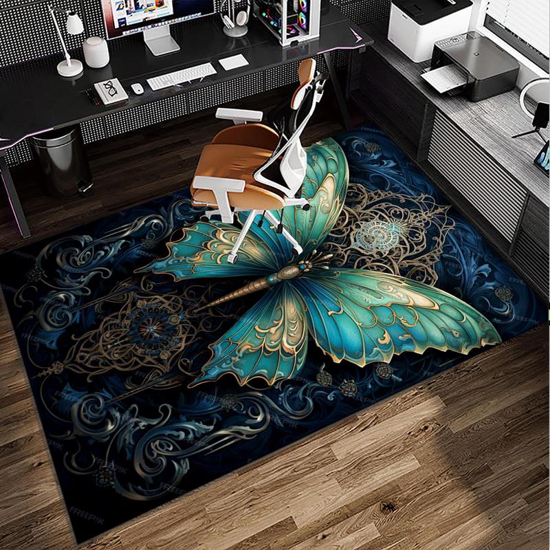 Neon Butterfly Dreamscape Office Rug Chair Mat, Entryway Carpet, Suitable for Front Door, Bedroom, Living Room, Desk, Holiday Gift