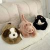 Flat Black White Tuxedo Cat Plush Cozy Toy Cute Doll Rounded Squat Silhouette Pink Inner Ear Simple Gentle Facial Stitch Compact