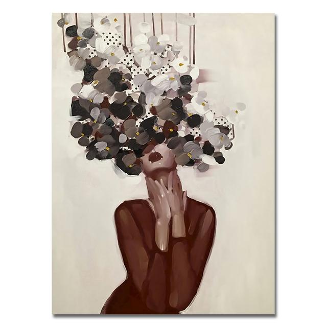 Cap de copaci cu flori femei pictură pe pânză poster de perete cu caracter abstract