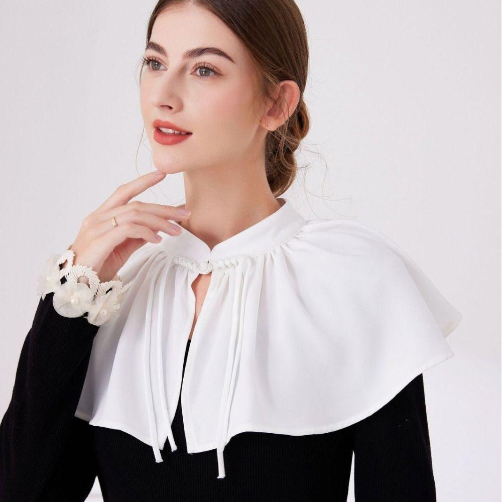 Bowknot Ruffled Shawl White Blouse Shoulders Fake Collar Temperament Shawl Detachable Collar Girls
